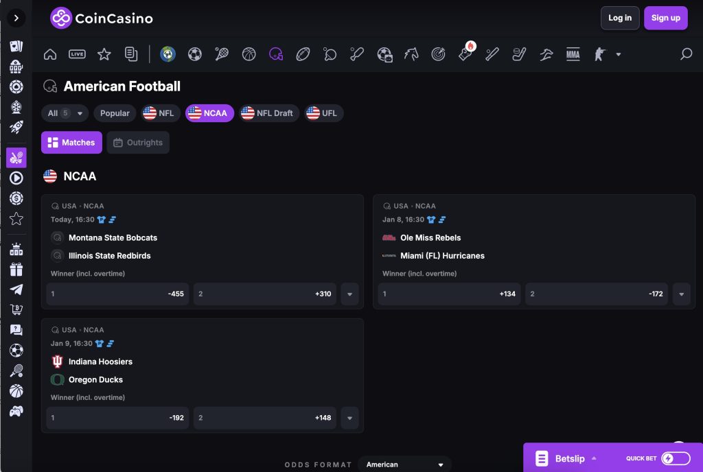 CoinCasino Crypto Sports Betting Site USA